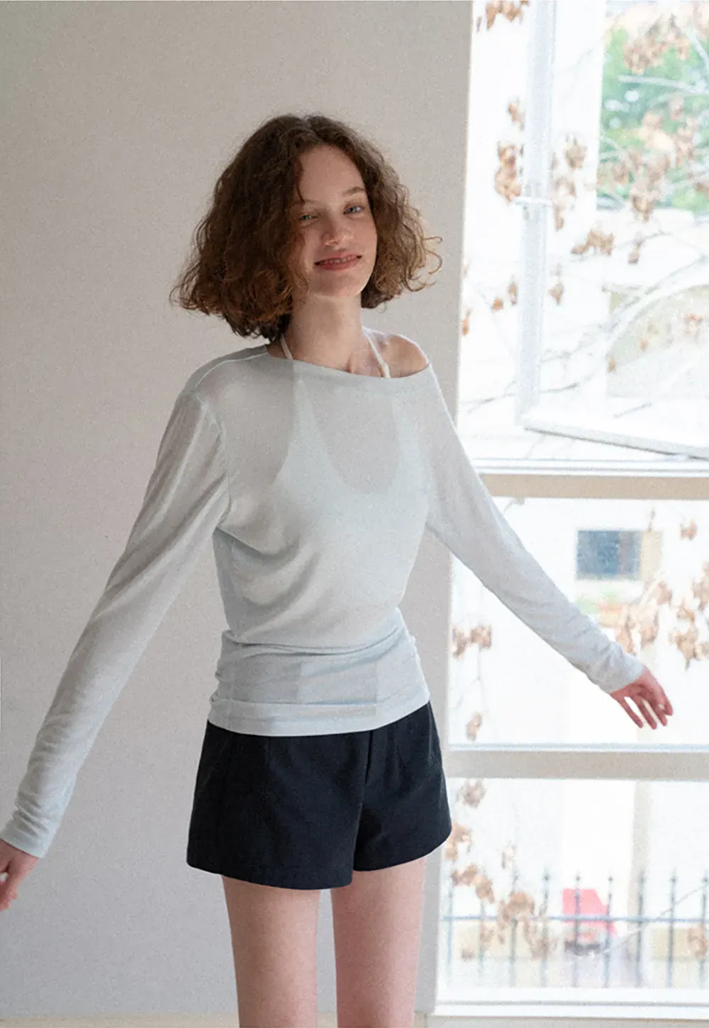 Asymmetrical One Shoulder Long Sleeve Top