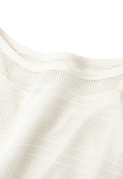 Mesh Knit Peplum Top Long Sleeve