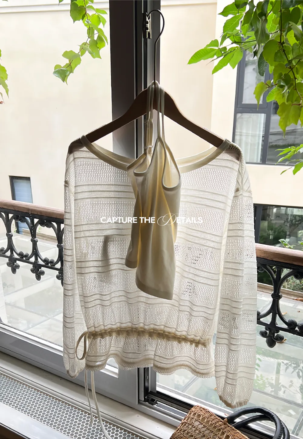 Mesh Knit Peplum Top Long Sleeve