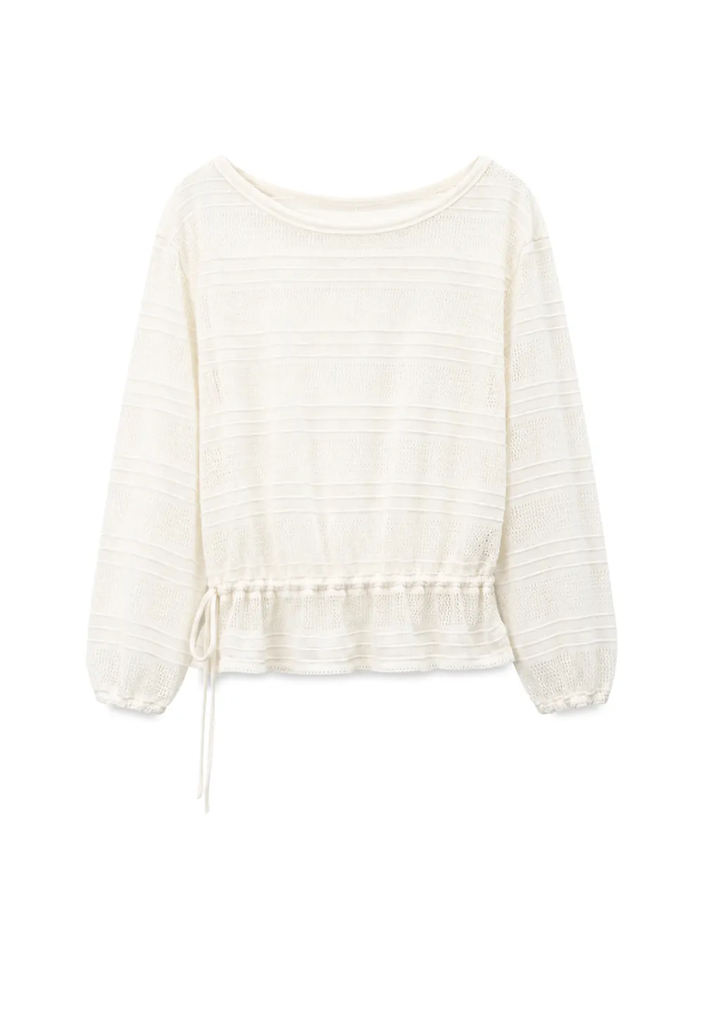 Mesh Knit Peplum Top Long Sleeve