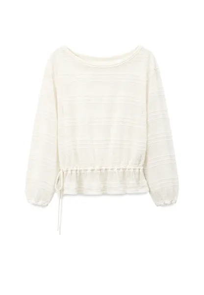 Mesh Knit Peplum Top Long Sleeve