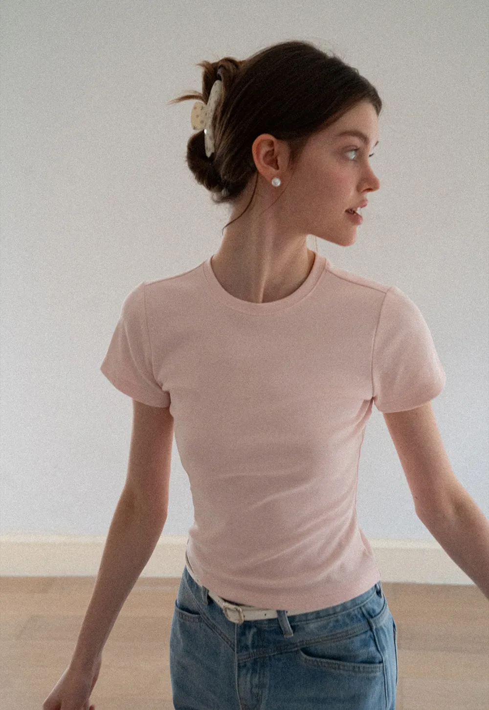 Fitted Short Sleeve Crew Neck T Shirt