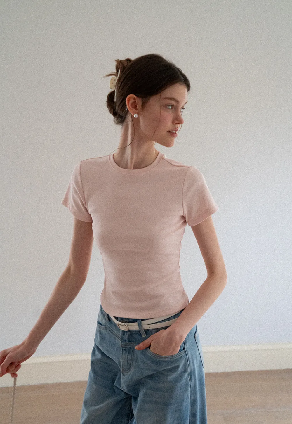 Fitted Short Sleeve Crew Neck T Shirt