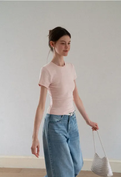 Fitted Short Sleeve Crew Neck T Shirt
