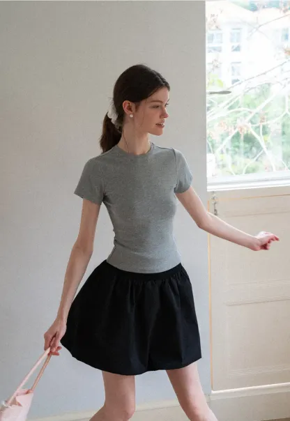 Fitted Short Sleeve Crew Neck T Shirt