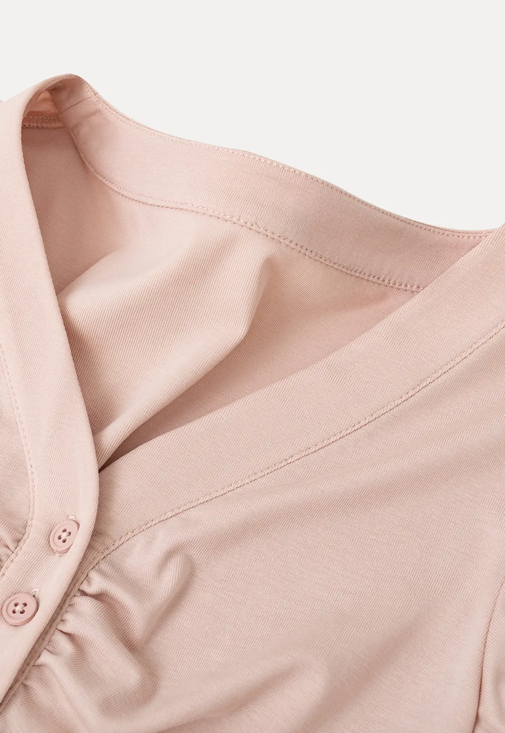 V Neck Puff Sleeve Fitted T Shirt