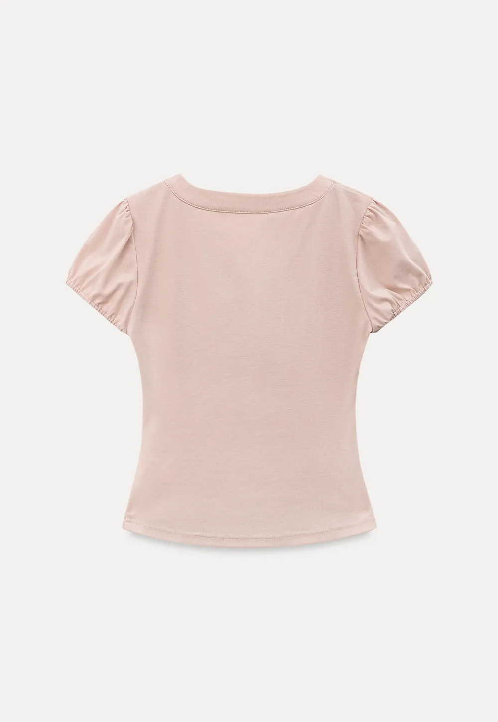 V Neck Puff Sleeve Fitted T Shirt