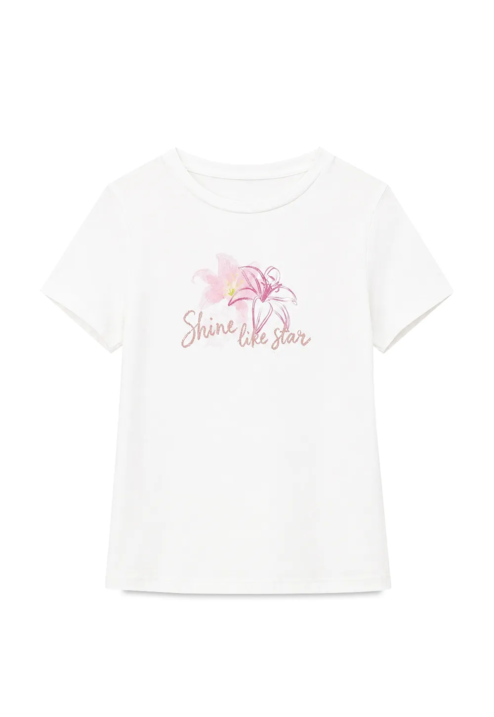 Floral Embroidery Crewneck Short Sleeve T Shirt