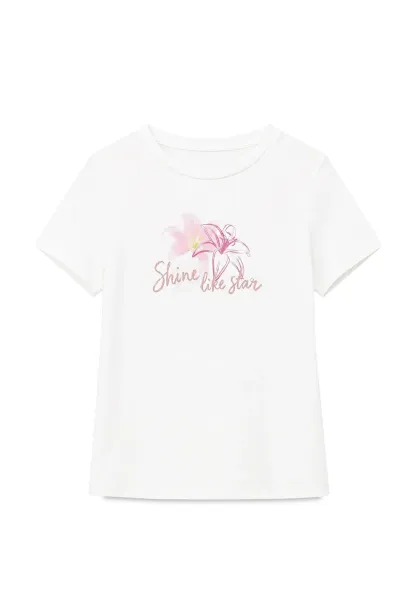 Floral Embroidery Crewneck Short Sleeve T Shirt