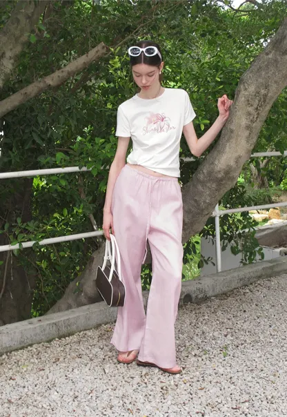 Floral Embroidery Crewneck Short Sleeve T Shirt