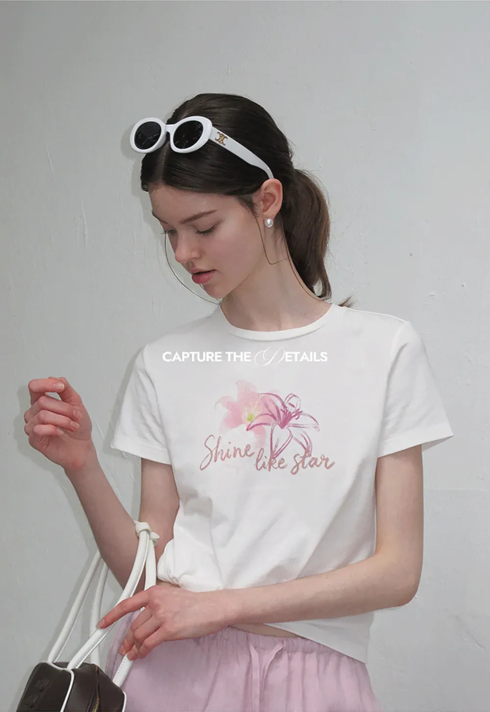 Floral Embroidery Crewneck Short Sleeve T Shirt