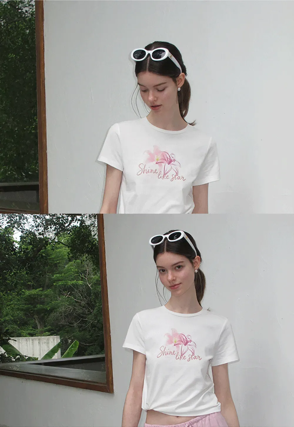 Floral Embroidery Crewneck Short Sleeve T Shirt