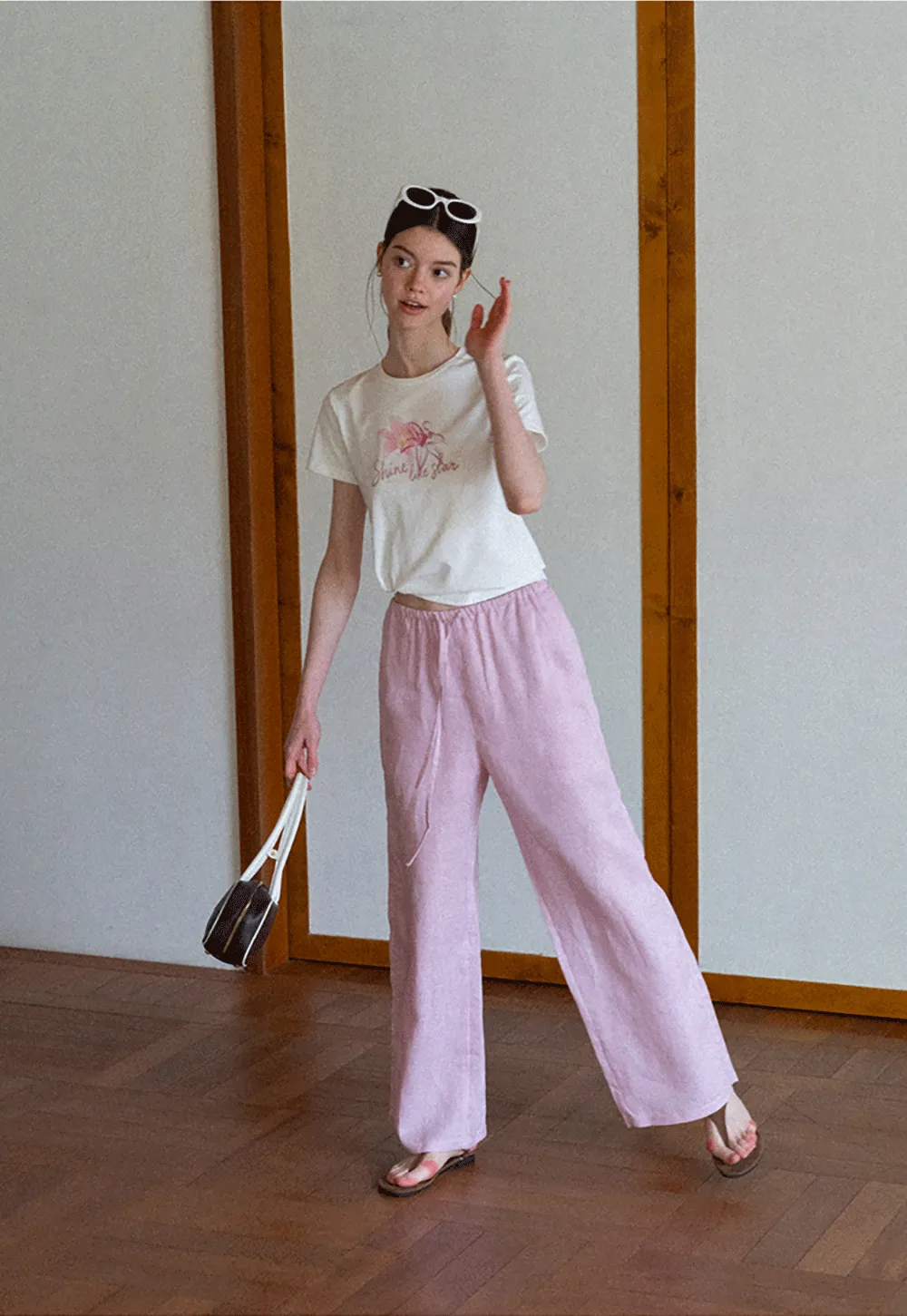 Floral Embroidery Crewneck Short Sleeve T Shirt