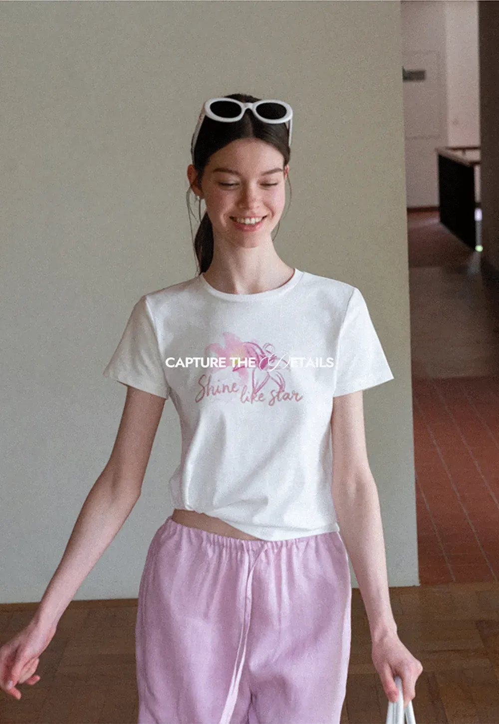 Floral Embroidery Crewneck Short Sleeve T Shirt