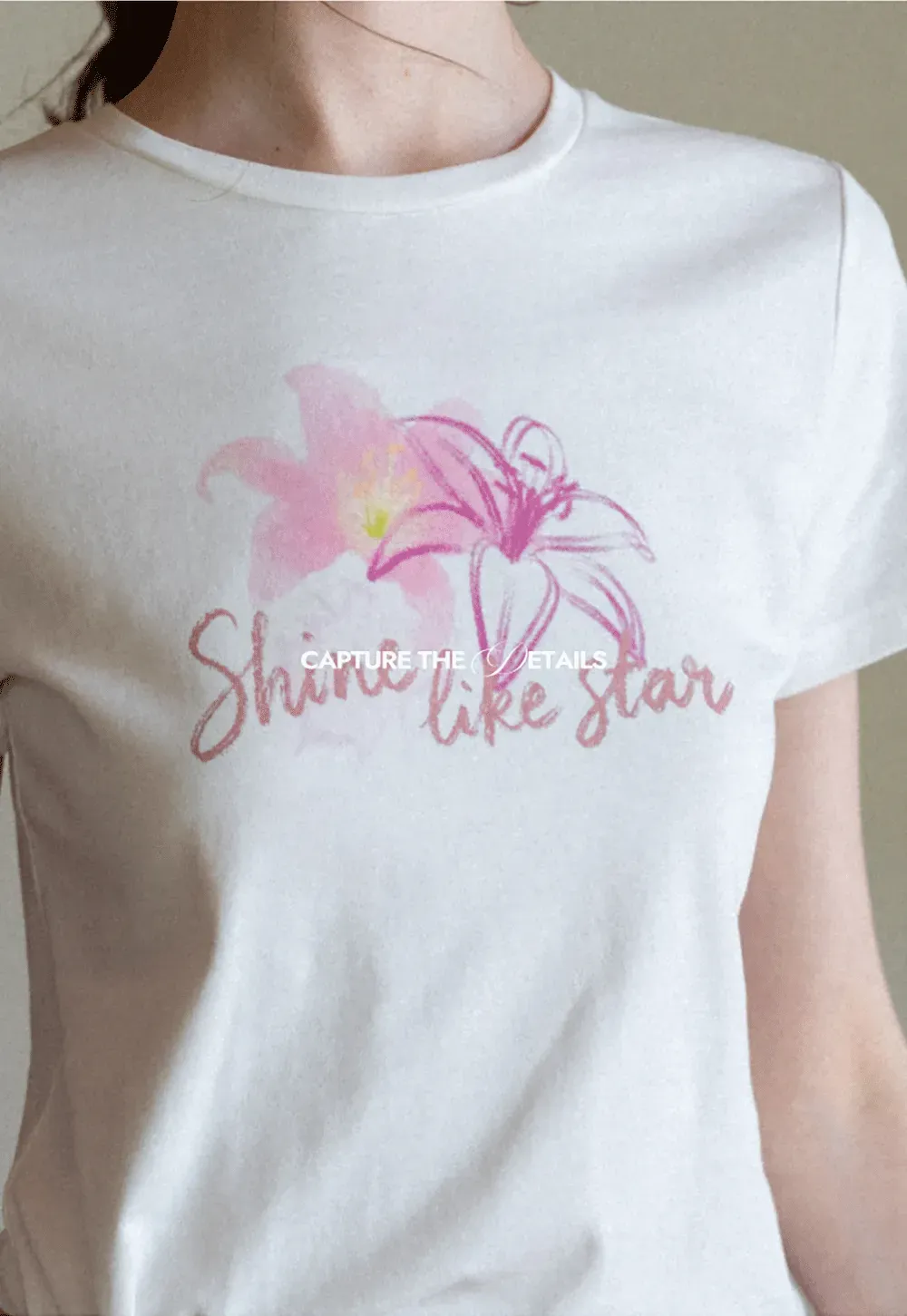 Floral Embroidery Crewneck Short Sleeve T Shirt