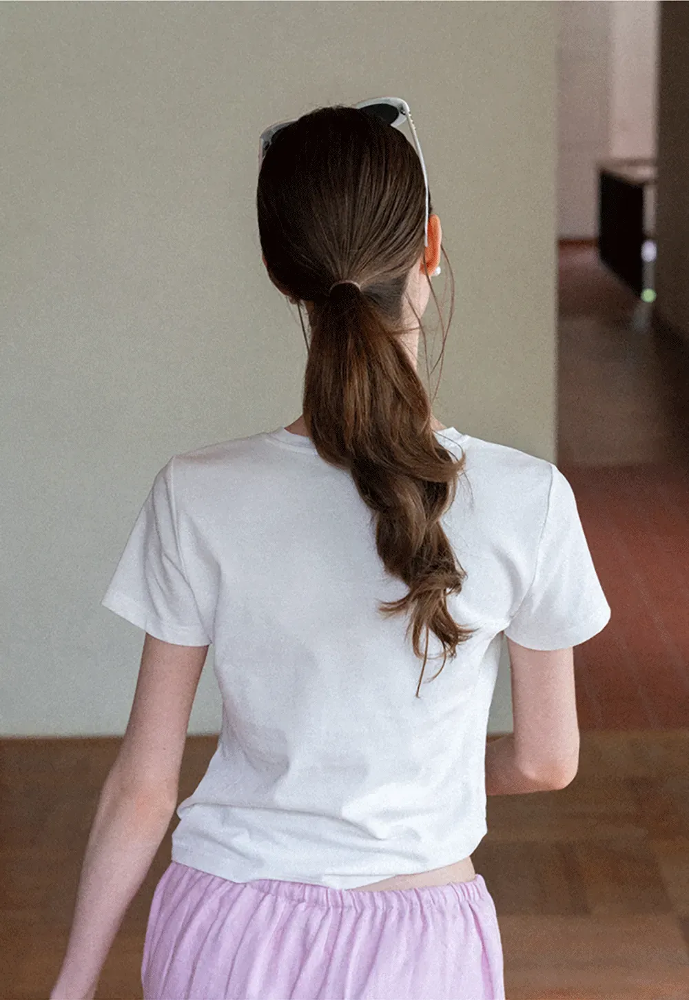 Floral Embroidery Crewneck Short Sleeve T Shirt