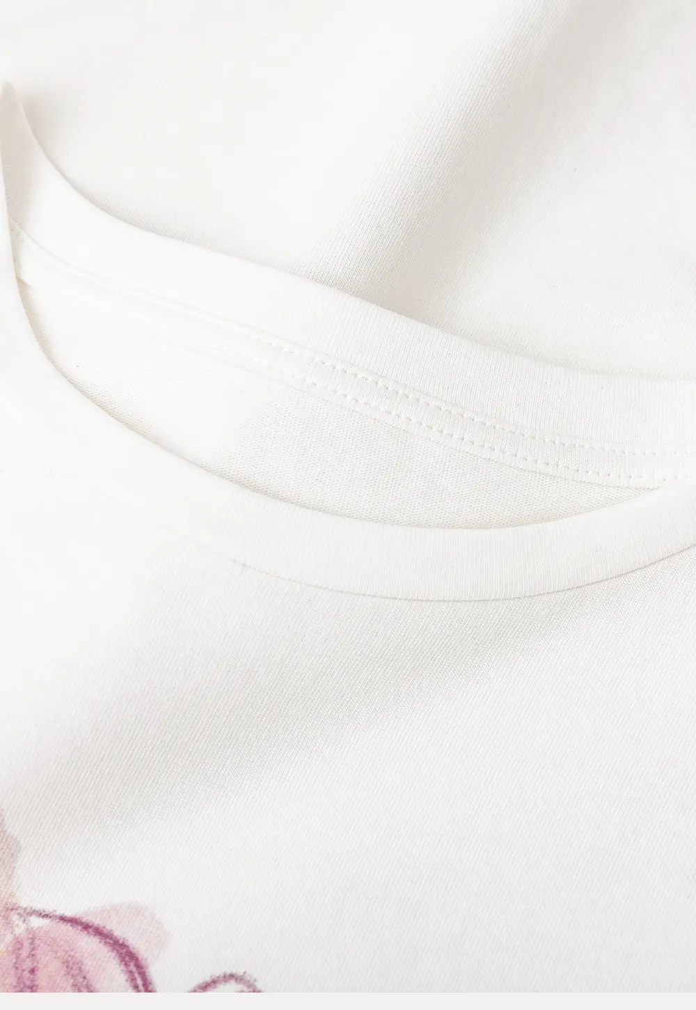 Floral Embroidery Crewneck Short Sleeve T Shirt