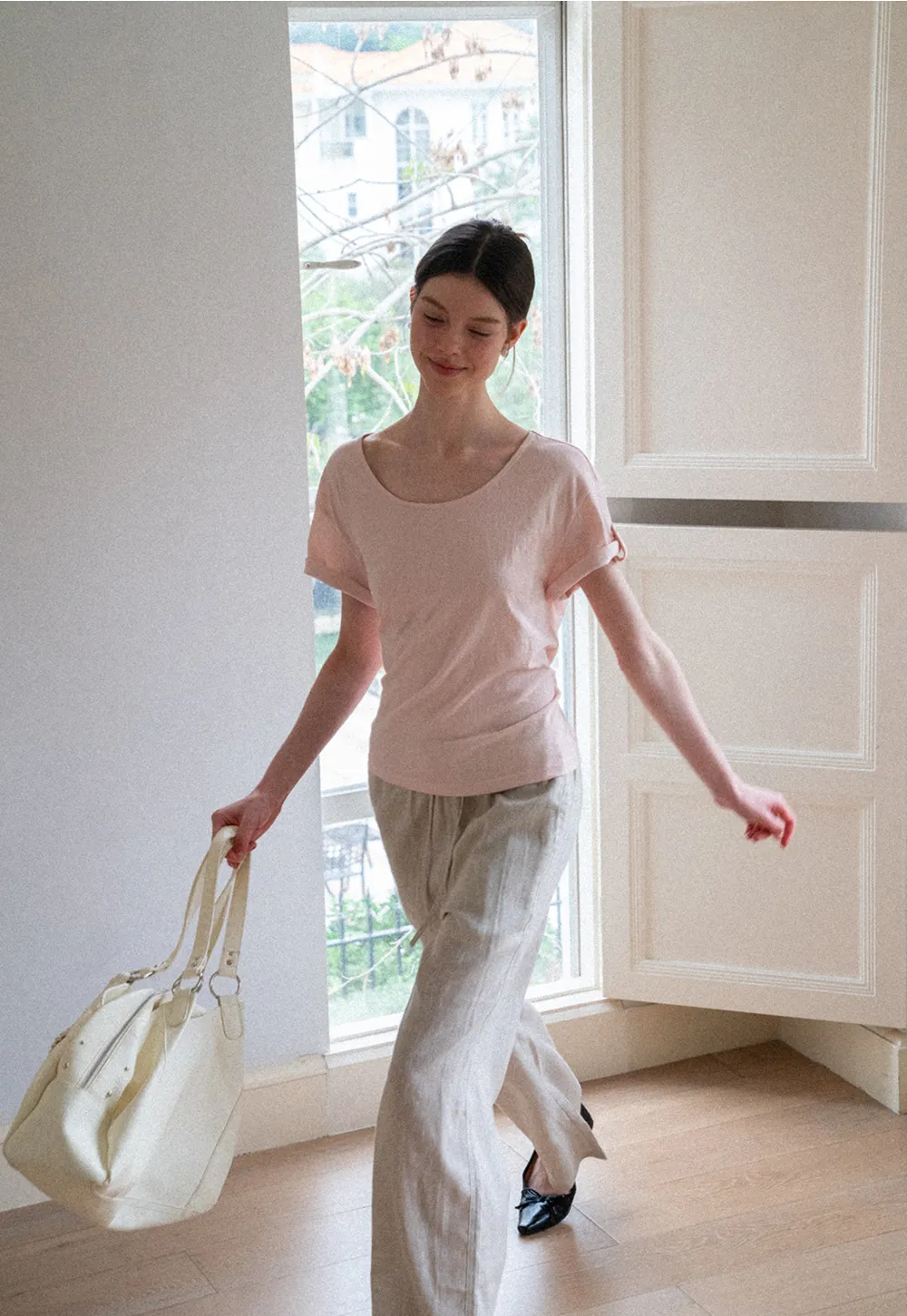 Relaxed Fit Round Neck Short Sleeve T Shirt