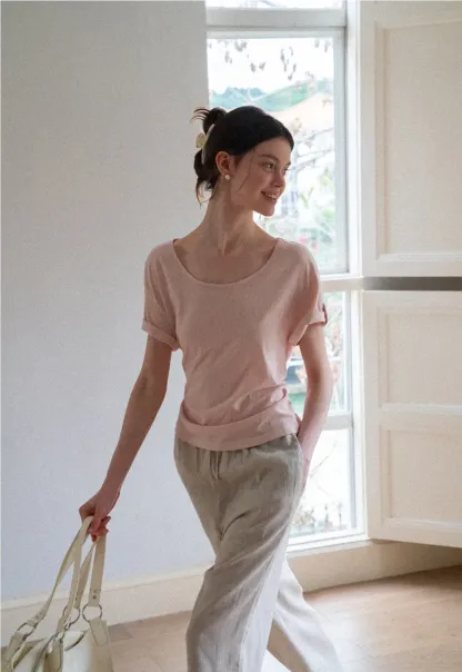 Relaxed Fit Round Neck Short Sleeve T Shirt