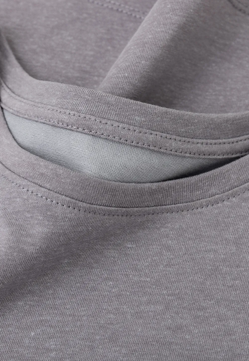Cropped Sleeve Round Neck T Shirt