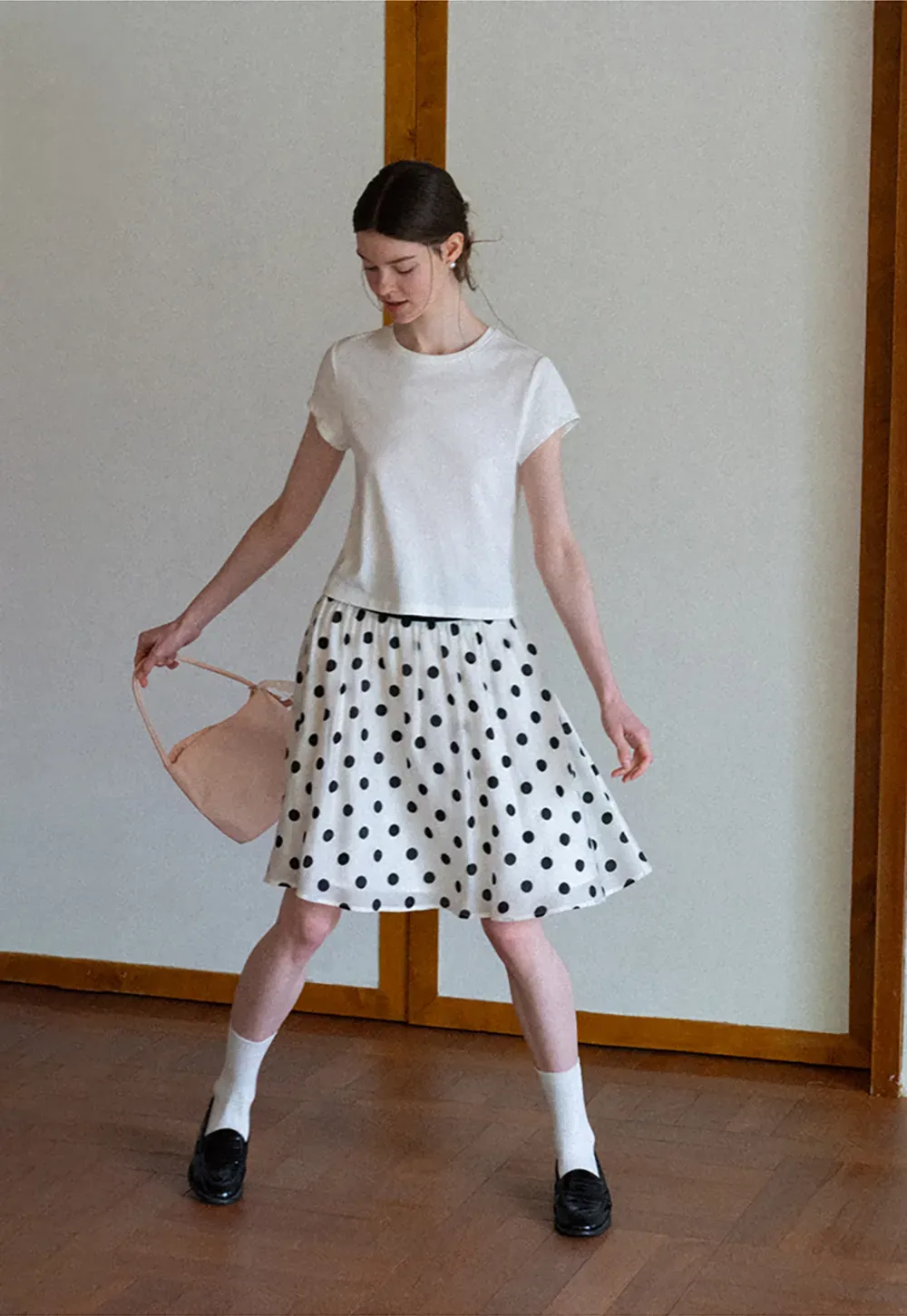Cropped Sleeve Round Neck T Shirt