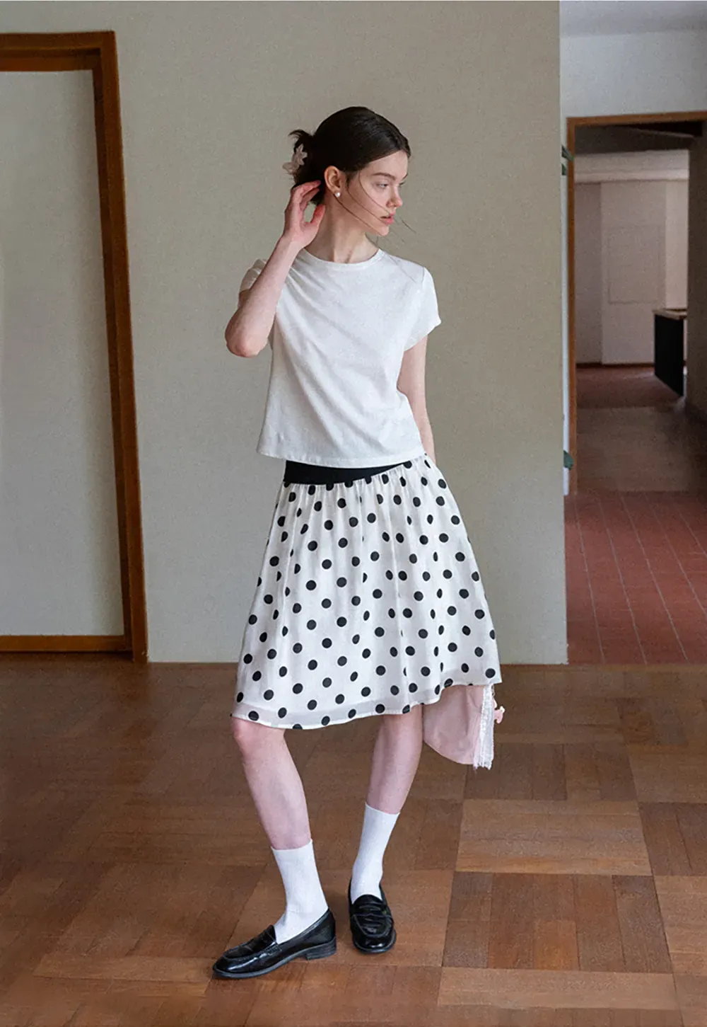 Cropped Sleeve Round Neck T Shirt