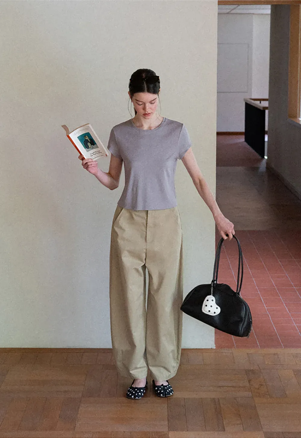 Cropped Sleeve Round Neck T Shirt
