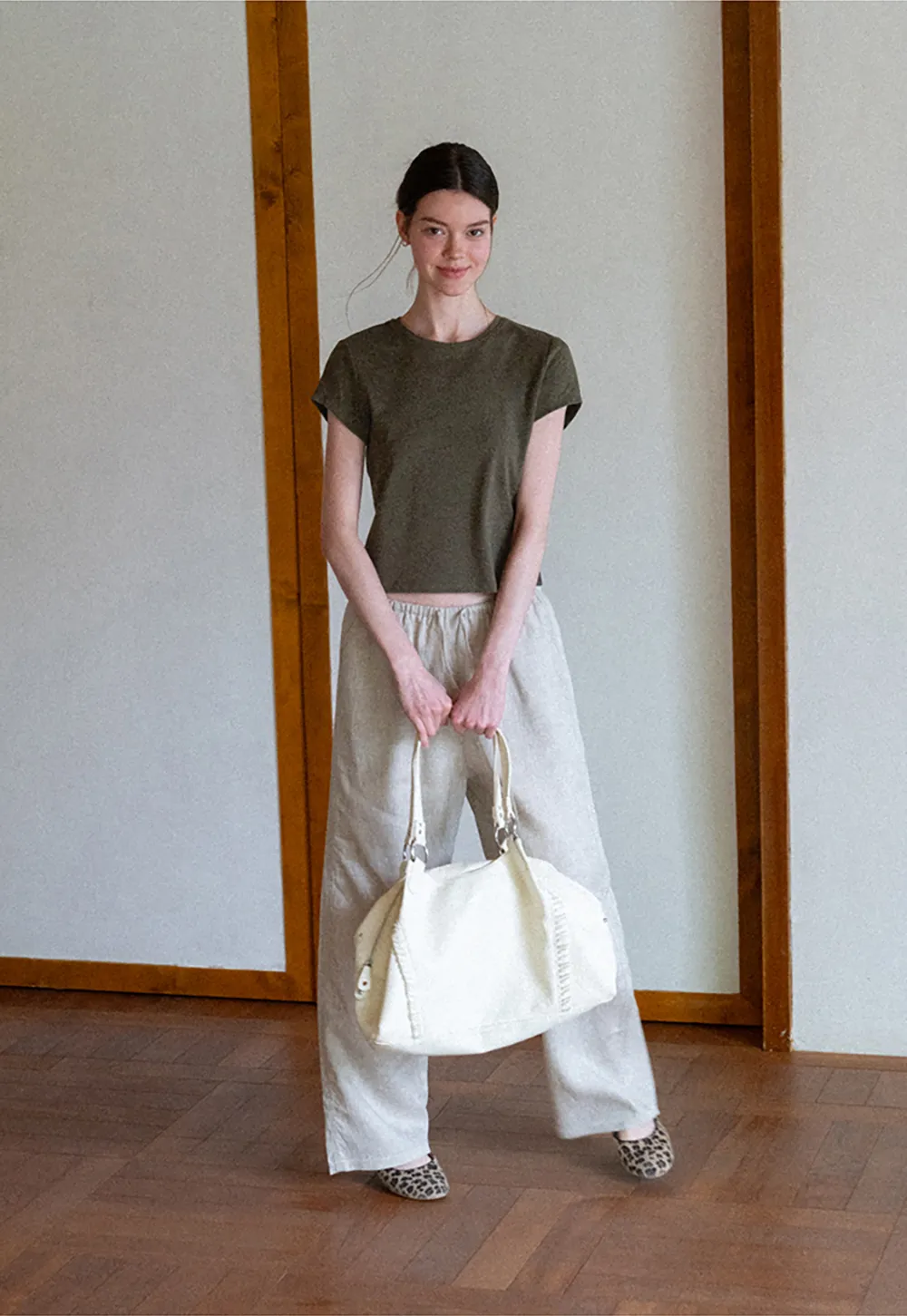 Cropped Sleeve Round Neck T Shirt
