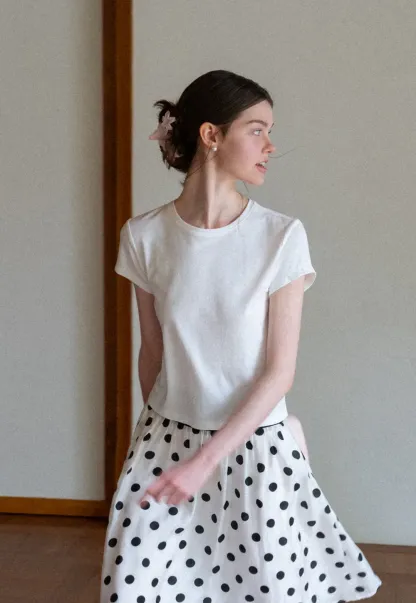 Cropped Sleeve Round Neck T Shirt