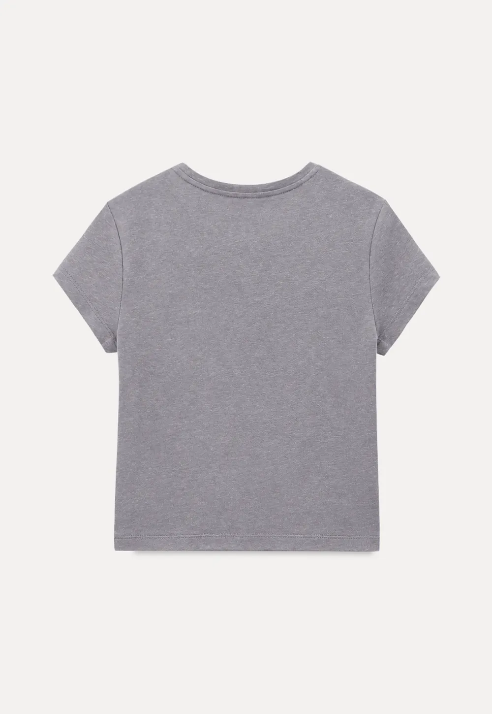 Cropped Sleeve Round Neck T Shirt