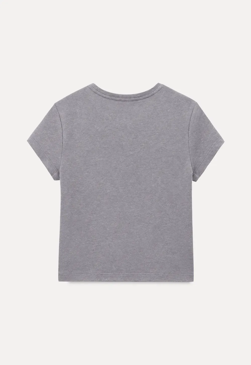 Cropped Sleeve Round Neck T Shirt