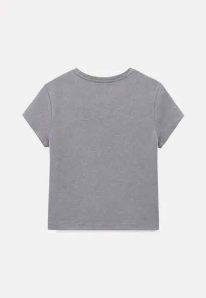 Cropped Sleeve Round Neck T Shirt