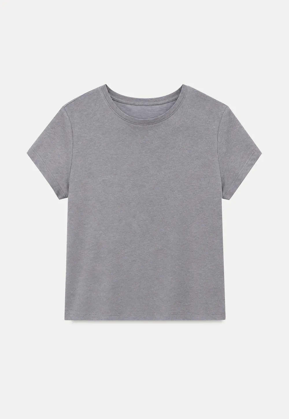 Cropped Sleeve Round Neck T Shirt