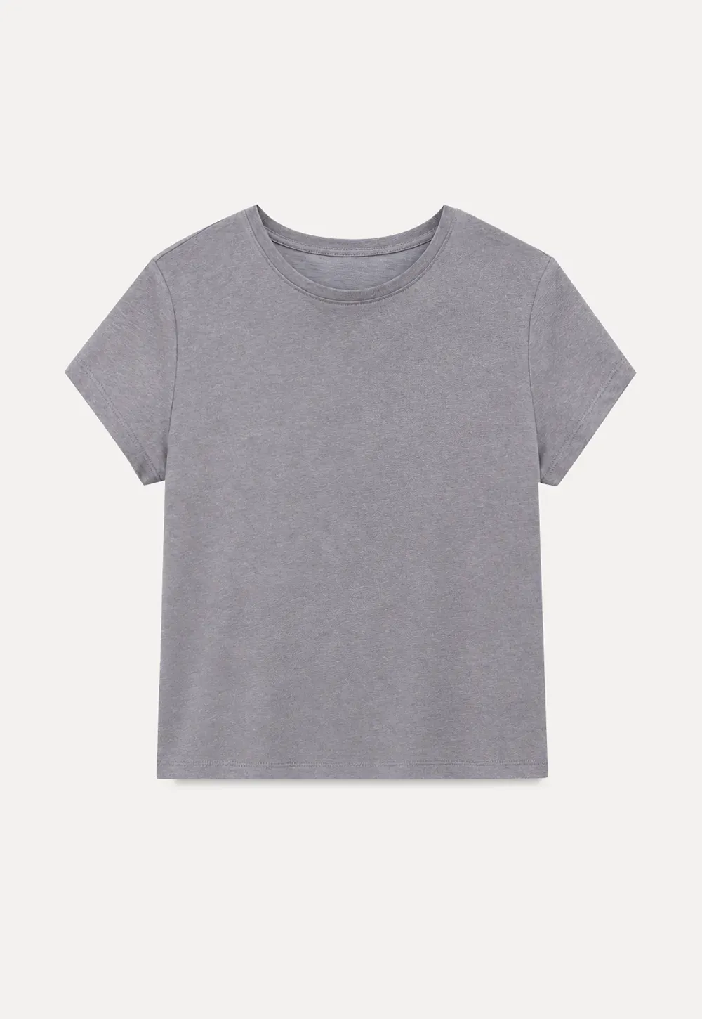 Cropped Sleeve Round Neck T Shirt