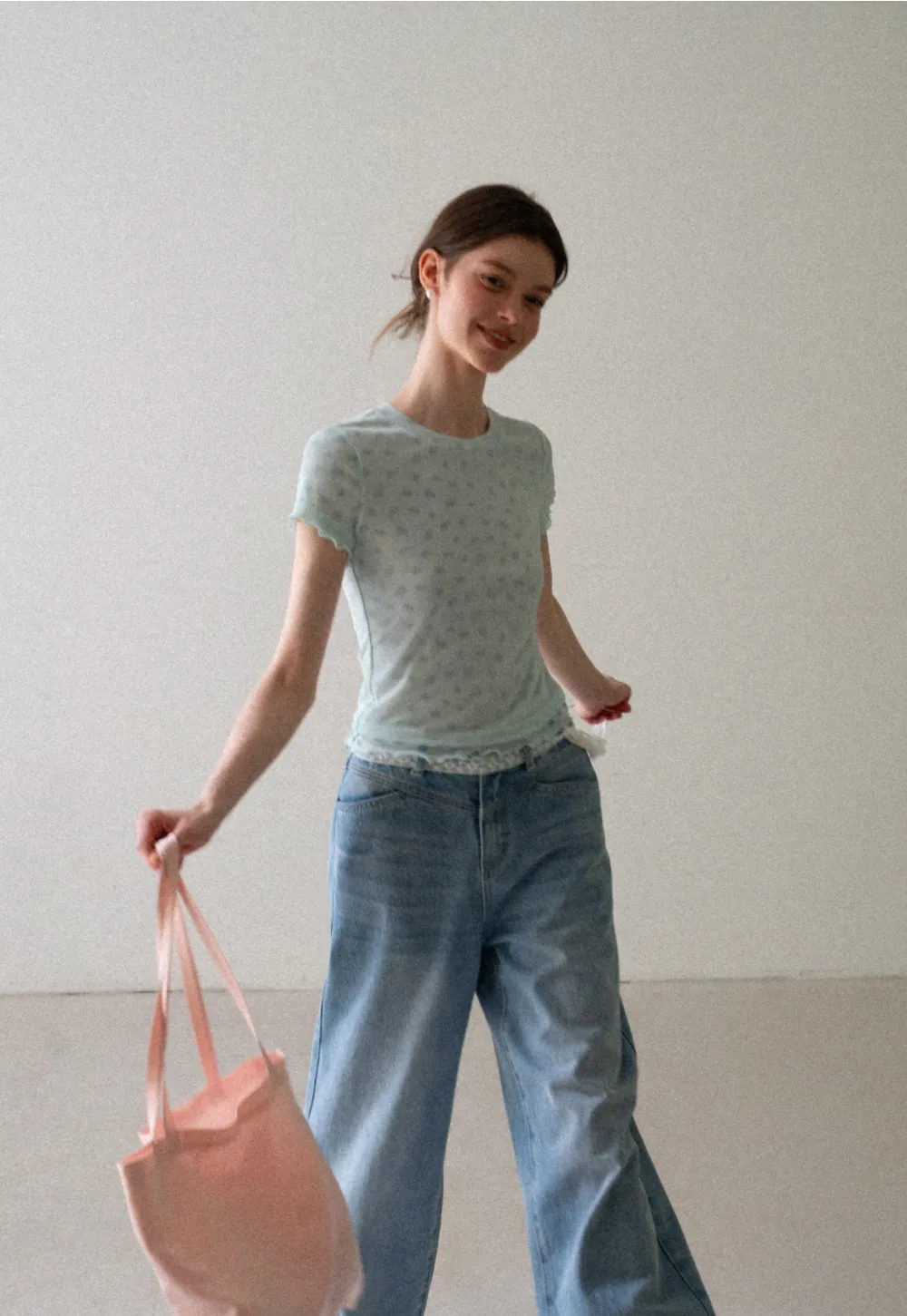 Lace Trim Short Sleeve T Shirt