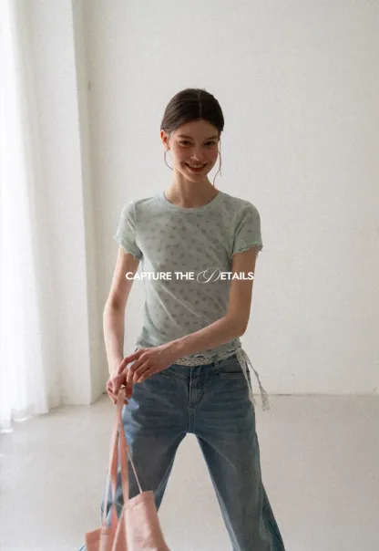 Lace Trim Short Sleeve T Shirt