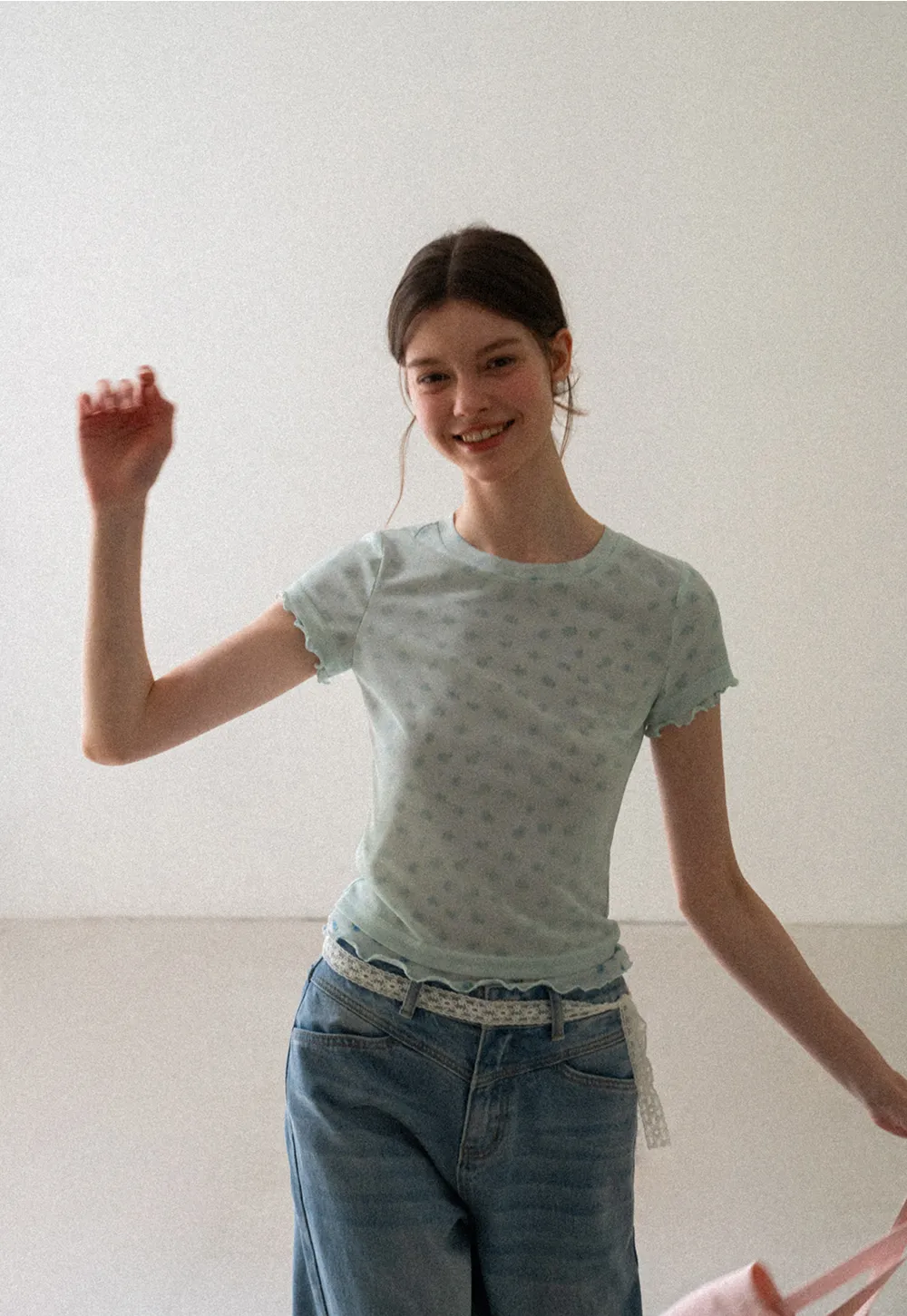 Lace Trim Short Sleeve T Shirt