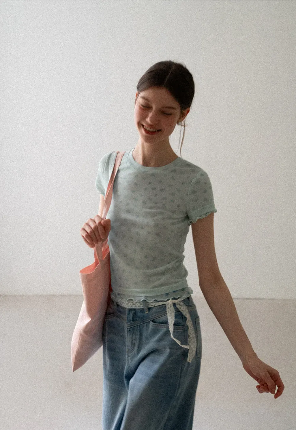 Lace Trim Short Sleeve T Shirt