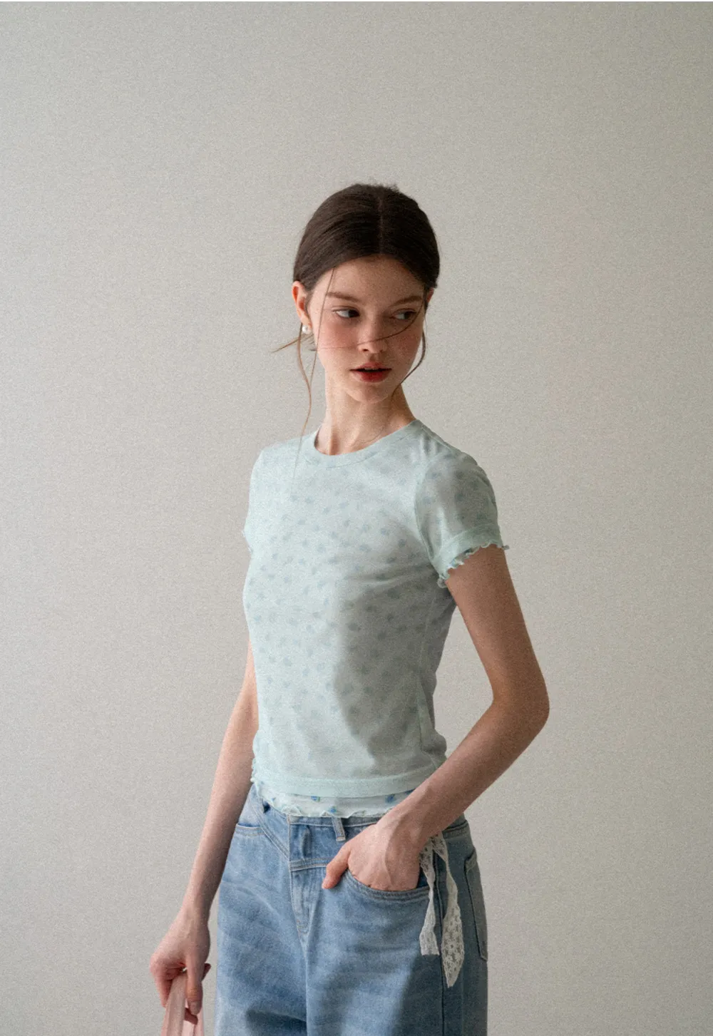 Lace Trim Short Sleeve T Shirt