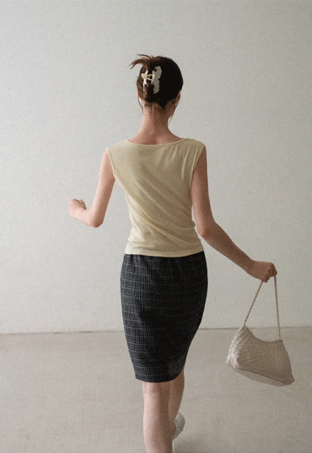 Cowl Neck Sleeveless Ribbed Knit Top