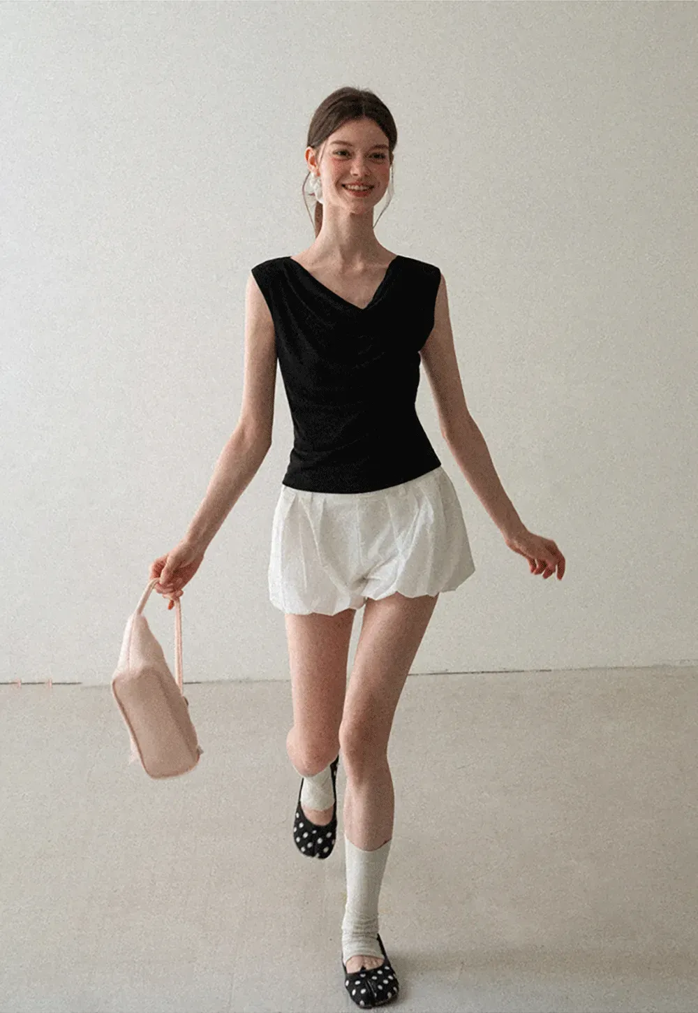 Cowl Neck Sleeveless Ribbed Knit Top