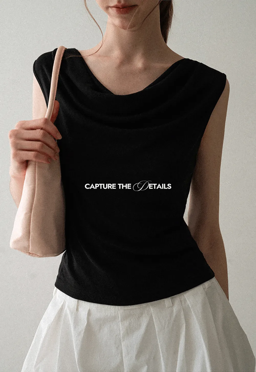 Cowl Neck Sleeveless Ribbed Knit Top