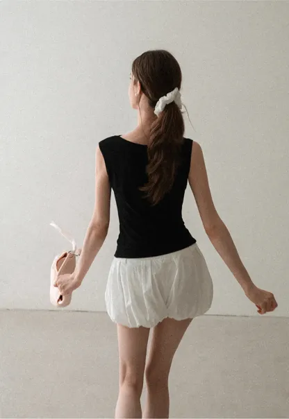Cowl Neck Sleeveless Ribbed Knit Top