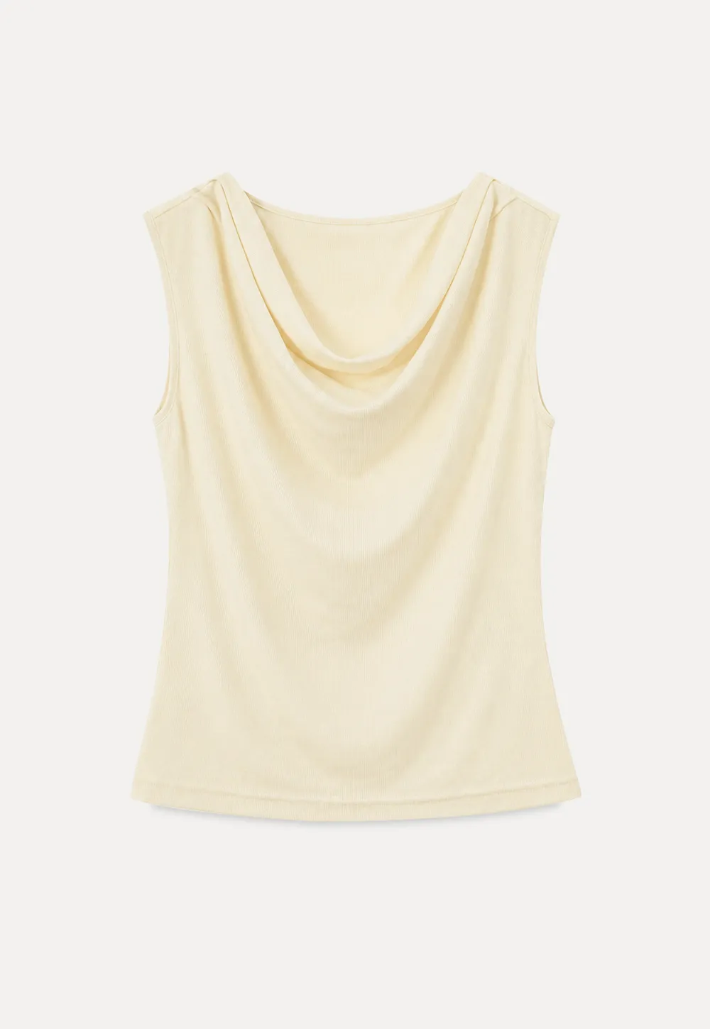 Cowl Neck Sleeveless Ribbed Knit Top