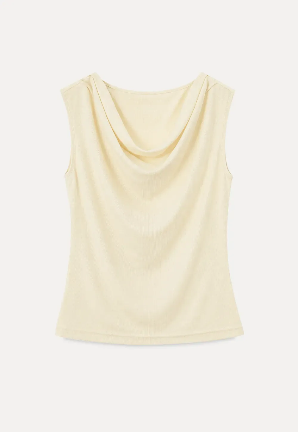 Cowl Neck Sleeveless Ribbed Knit Top
