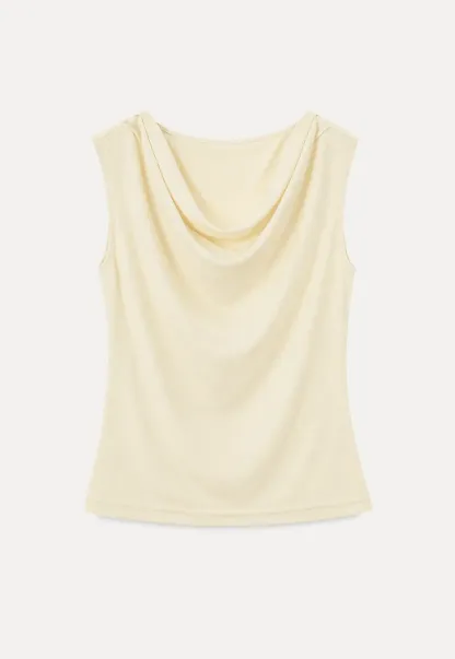 Cowl Neck Sleeveless Ribbed Knit Top