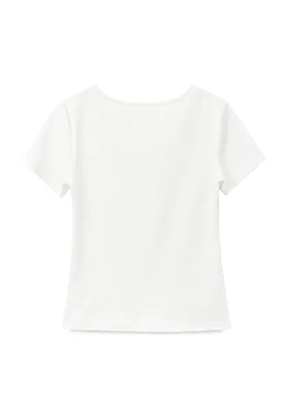 Lace Trim V Neck Short Sleeve T Shirt