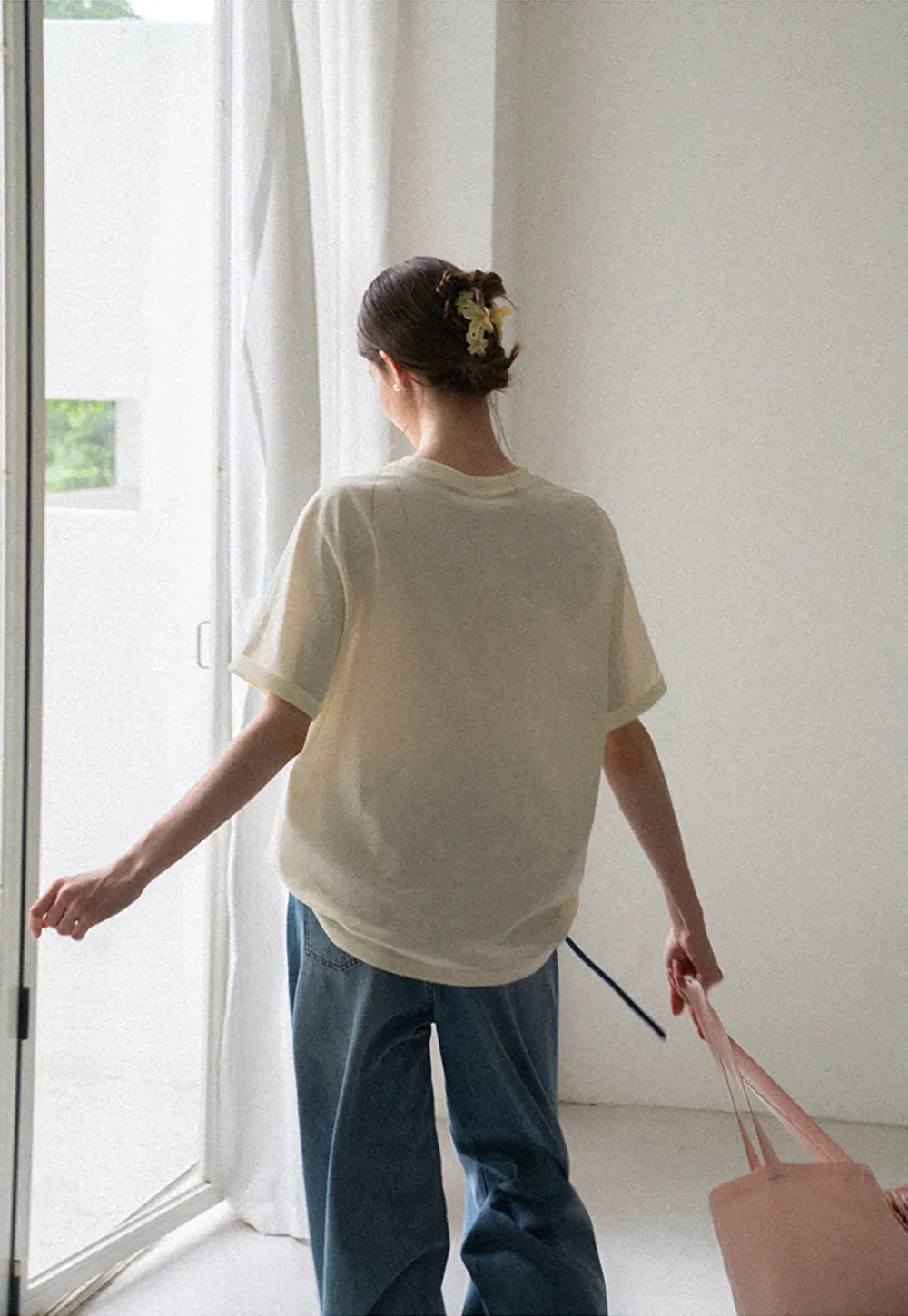 Embroidered Floral Print Oversized T Shirt