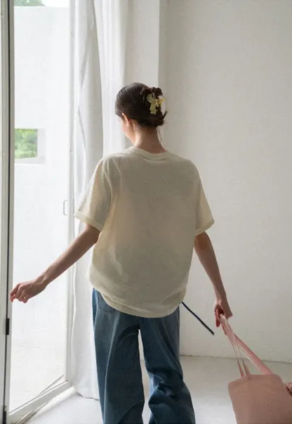 Embroidered Floral Print Oversized T Shirt