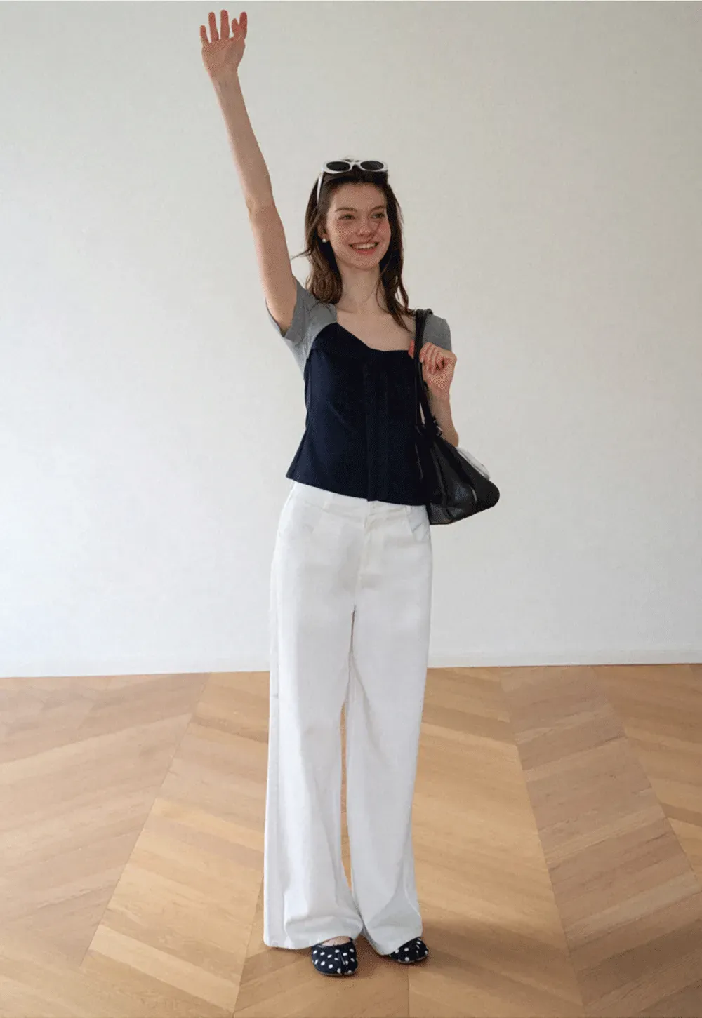 Square Neck Tie Front Short Sleeve Top